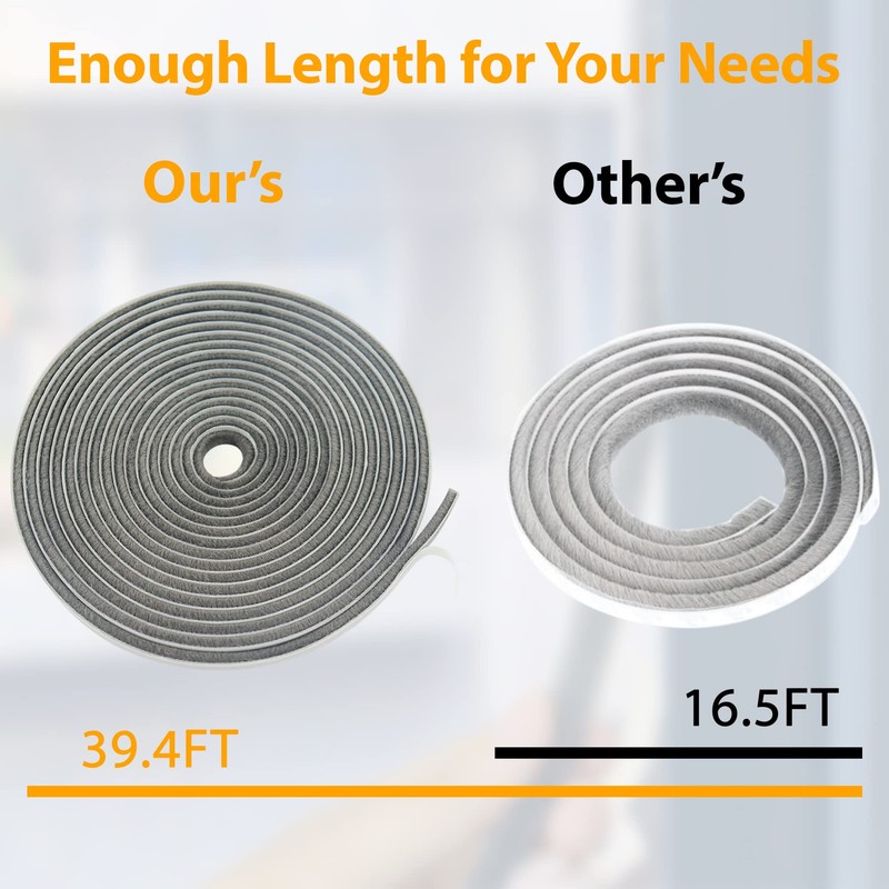 Bruiefpap 39.4FT Weather Stripping for Doors and Windows, Self-Adhesive Window
