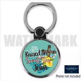 Unbranded RAISED ON SWEET TEA & JESUS CUSTOM METAL PHONE RING HOLDER STAND NEW GIFT CROSS