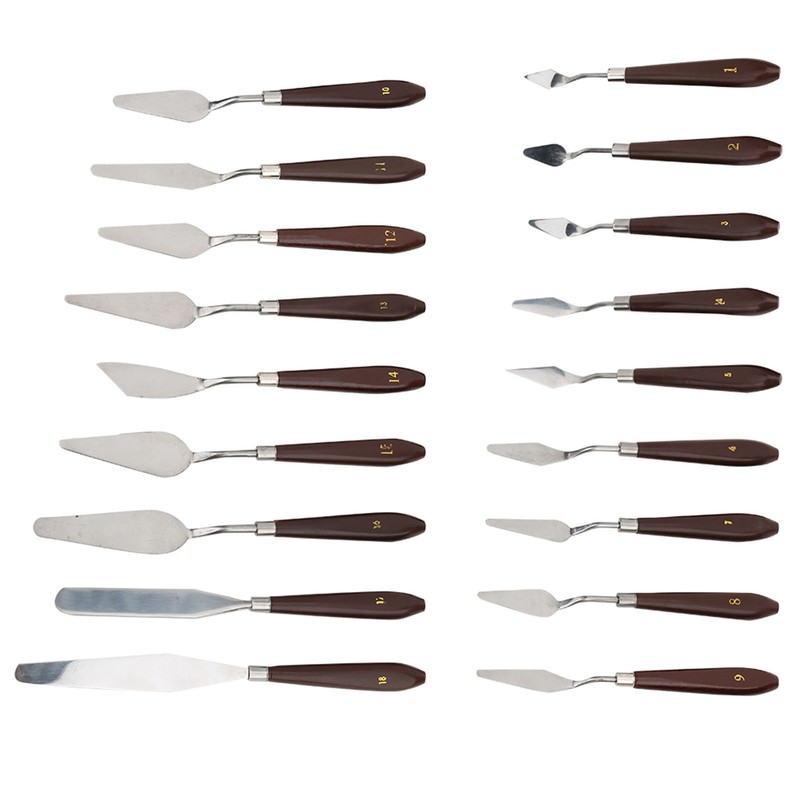 18Pcs Paint Scraper Knife Exquisite Plastic Handle Oil Painting Tool