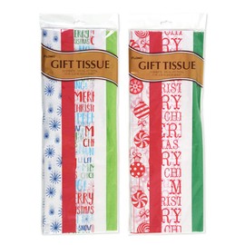 FLOMO 2347557 50 Count Christmas Whimsy Printed Metallic Tissue, Pack of 12