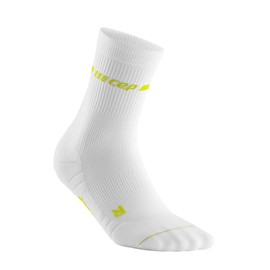 CEP Neon Compression Mid Cut Socks for Women | Running Socks with Compression for More Performance in White/Neon Yellow | Size IV, yellow