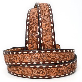 American Darling Beautifully Hand Tooled Tan Genuine American Leather Belt Men and Women Western Belt with Removable Buckle