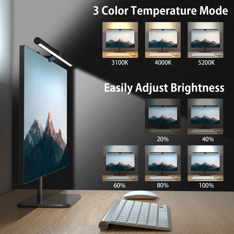 OOWOLF Computer Monitor Light Bar, Computer Monitor Lamp for Eye-Caring,