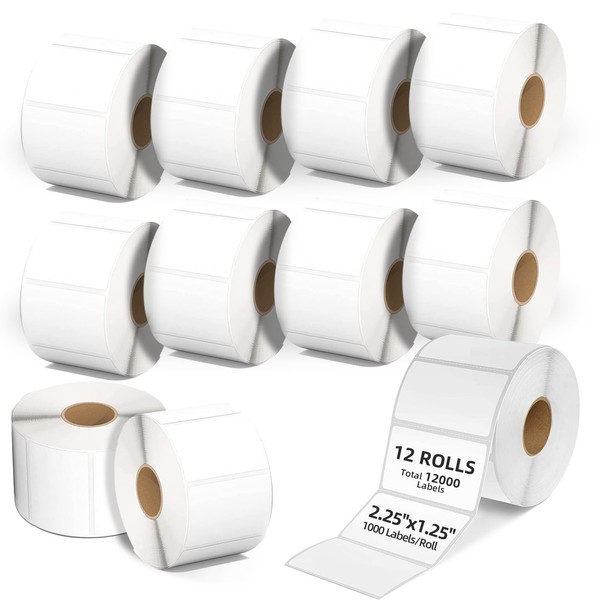 2.25" x 1.25" Direct Thermal Labels, 1000 Labels/Roll, Commercial Grade,