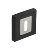 DecorAndDecor Square Escutcheon Thumb Turn Key Rose (Black/Chrome Standard)