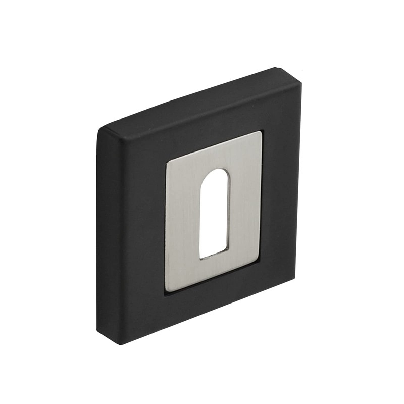 DecorAndDecor Square Escutcheon Thumb Turn Key Rose (Black/Chrome Standard)