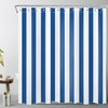 LB Blue and White Striped Fabric Shower Curtain for Bathroom