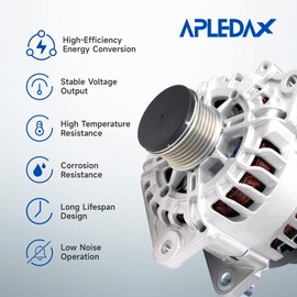 APLEDAX High Output Alternator for -Nissan Altima Rogue Sentra 2.5L, 110Amp, 12V, 6-Groove Pulley, 23100-JA02A, 23100-JA02B, 23100-JA02C, 23100-JA04A, 23100-JA04C