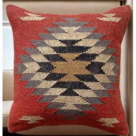 LKGSM RUGS South Western Throw Pillows Kilim 18x18 inch Square Turkish Vintage Cushion Cover Decorative Throw Pillow Case Jute Pattern 46