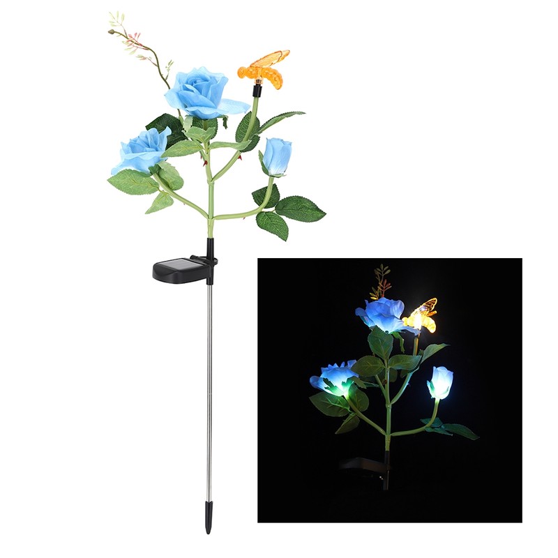 Outdoor Solar Powered LED Light Rose Flower Simulation Bee Lamp