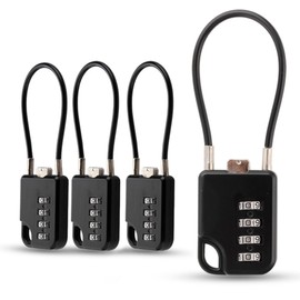 4 Pack Cable Luggage Locks,Suitcase Padlock,4 Digit Combination Lock with 5.71 inch Steel Cable,Travel Code Lock for Outdoor or Indoor for Lockers Gym, School,Backpack,Cabinetand Fence