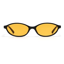 JCTAIFOO Oval Retro Sunglasses for Men and Women, Vintage Style Cateye Sunglasses, UV400 Glasses, black/orange