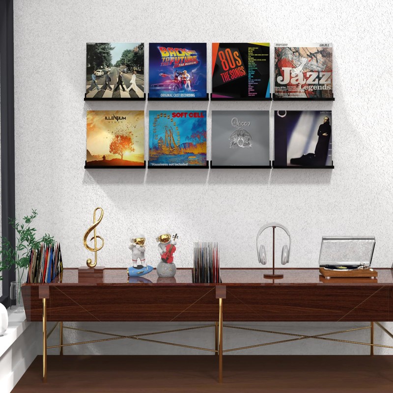 ILYXY Acrylic Vinyl Record Holder Wall Mount – 8 Pack