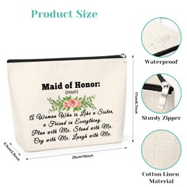 Thank You Gift for Bridesmaid Matron of Honor Gifts Makeup Bag Wedding Gift for Maid of Honor Proposal Gift for Bridesmaid Funny Cosmetic Bag Bridesmaid Appreciation Gift Bride Shower Gift for Girl