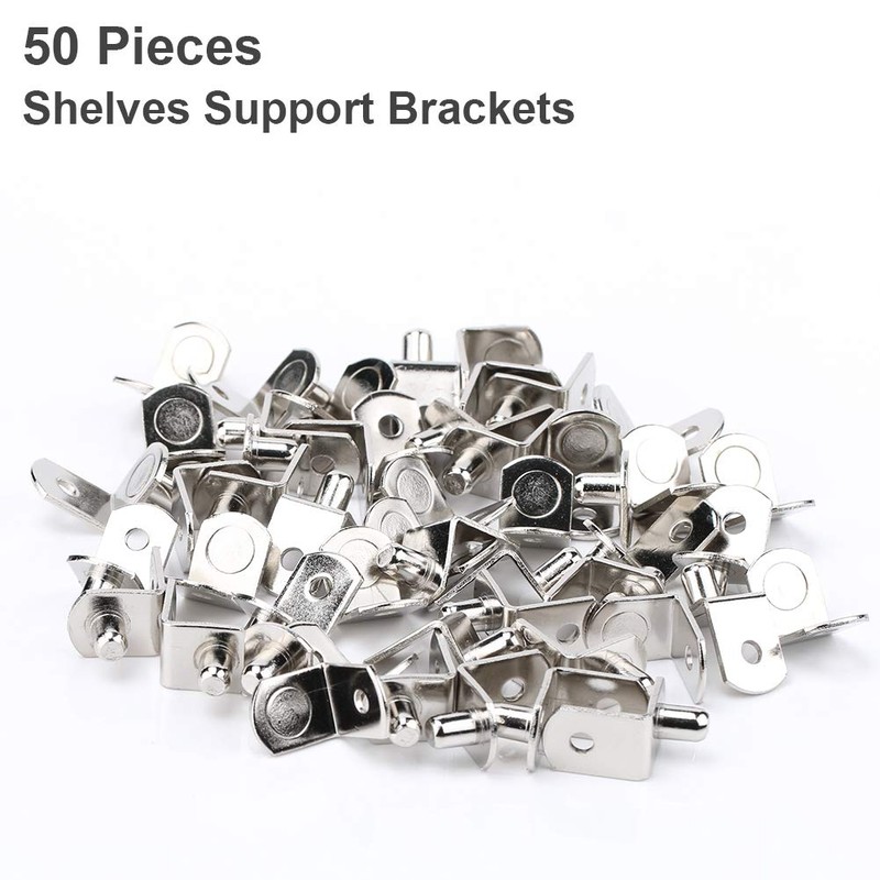 6mm L-Shaped Support Shelf Bracket Pegs with Hole, Polished Nickel
