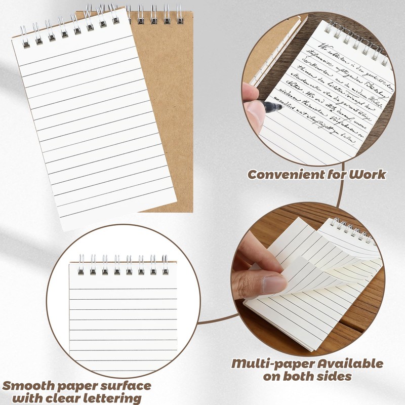 MIVIDE 60 Pack Pocket Notebooks, 3x5 Small Top Spiral Notepad