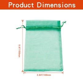 Rierdge 50 Pcs Fruit Protection Bags, 6" x 4" Green Garden Mesh Cover Bag with Bilateral Drawstring for Protecting Flower Fruit Plant Vegetables
