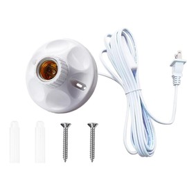 15Ft Light Bulb Base with Cord E26/E27 Light Socket with On/Off Switch, 110V-250V Lamp Base for Light Socket with Cord, Light Bulb Socket with Plug-in Lamp Holder Base for ﻿Desktop,Include Screw ﻿ ﻿