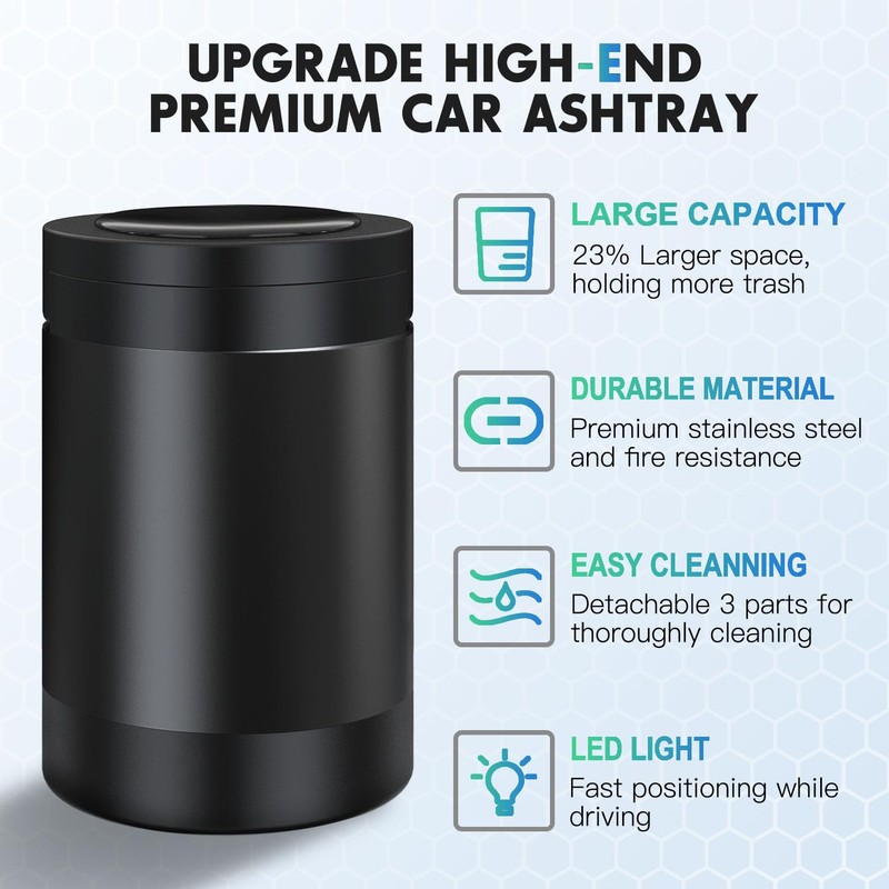 THIKPO Car Ashtray with Lid, Portable Ashtray for Car, Mini