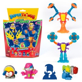 Superthings Neon Power Series, Includes 1 Silver Captain and 2 Exoskeletons