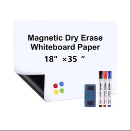MYIYCESQ Magnetic Dry Erase Whiteboard Paper, 18"×35" Magnetic Adhesive whiteboard，Self Adhesive whiteboard Wall，Easy to Write and Clean,Office,Home,with Marker, Magnetic Eraser and Magnets