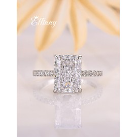 3.5ct Radiant Cut Engagement Ring,Simulated Diamond White Sapphire Promise Ring for Women in 925 Sterling Silver(Size:5)