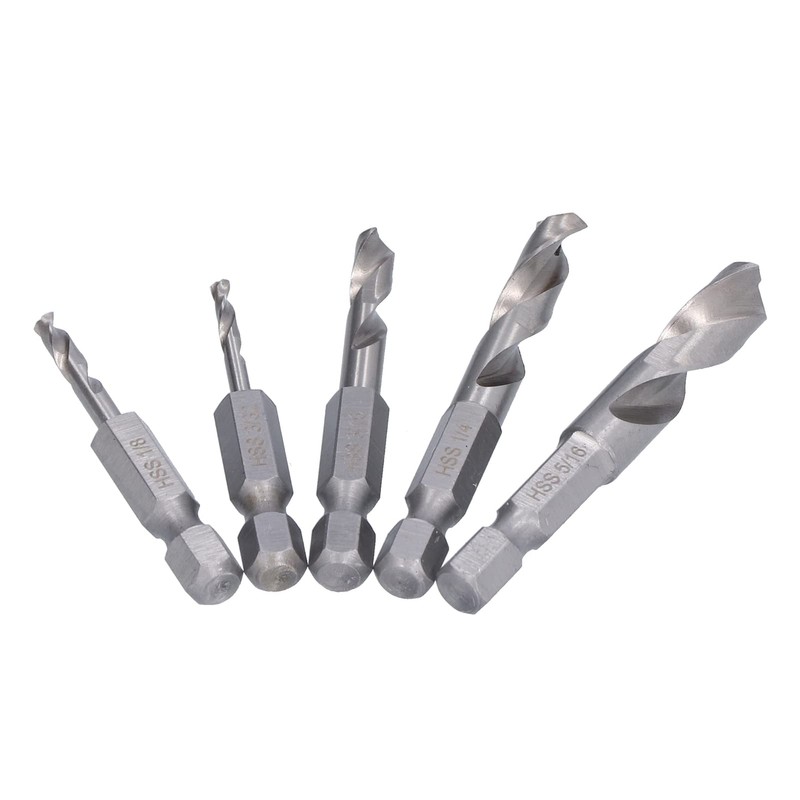 KIMISS 5 Pcs High Speed Steel Hex Shank Drill Bits