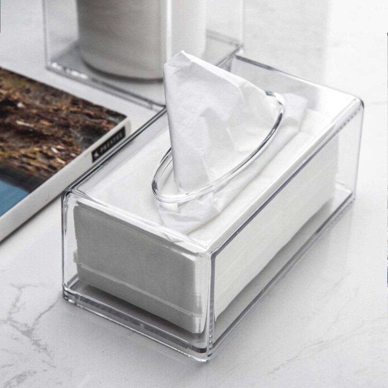 Tissue Box Transparent Acrylic Facial Tissue Dispenser Box Cover Holder