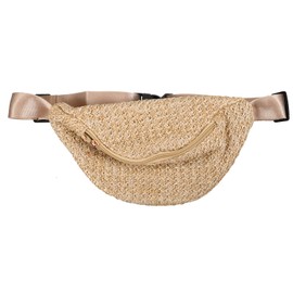 VALICLUD 1pc Summer Waist Bag Imitation Straw Woven Bag Chest Pouch Cross- body Bag Light Brown