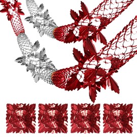 4pcs Christmas Ceiling Decorations Silver Red Foil Christmas Decorations Indoor Christmas Hanging Decorations Garland Decorations for Xmas New Year Party (Silver & Red)