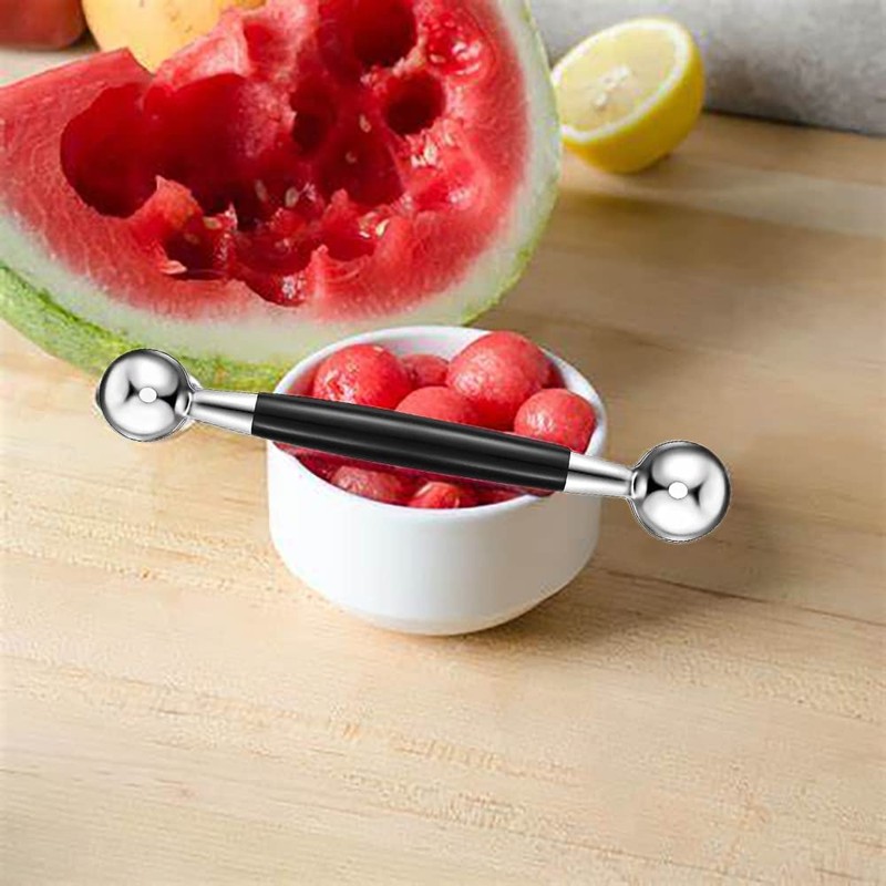 2 x double-sided melon scoop, stainless steel melon spoon, ball