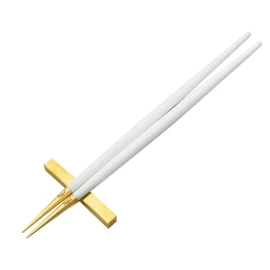 Cutipol GOA White x Gold Chopsticks + Chopsticks Rest Set, Chop Stick, 8.7 inches (22 cm), GO.29 WGB, white