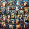 Stained Glass Puzzle Cat Puzzles for Adults 1000 Pieces, Colorful