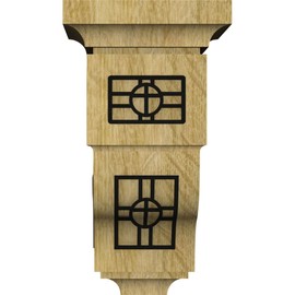 Ekena Millwork CORW05X05X10RYOSBLRO Medium Reyes w/ IronCraft Oslo Inlay Wood Corbels, 5"W x 5 3/4"D x 10"H, Red Oak
