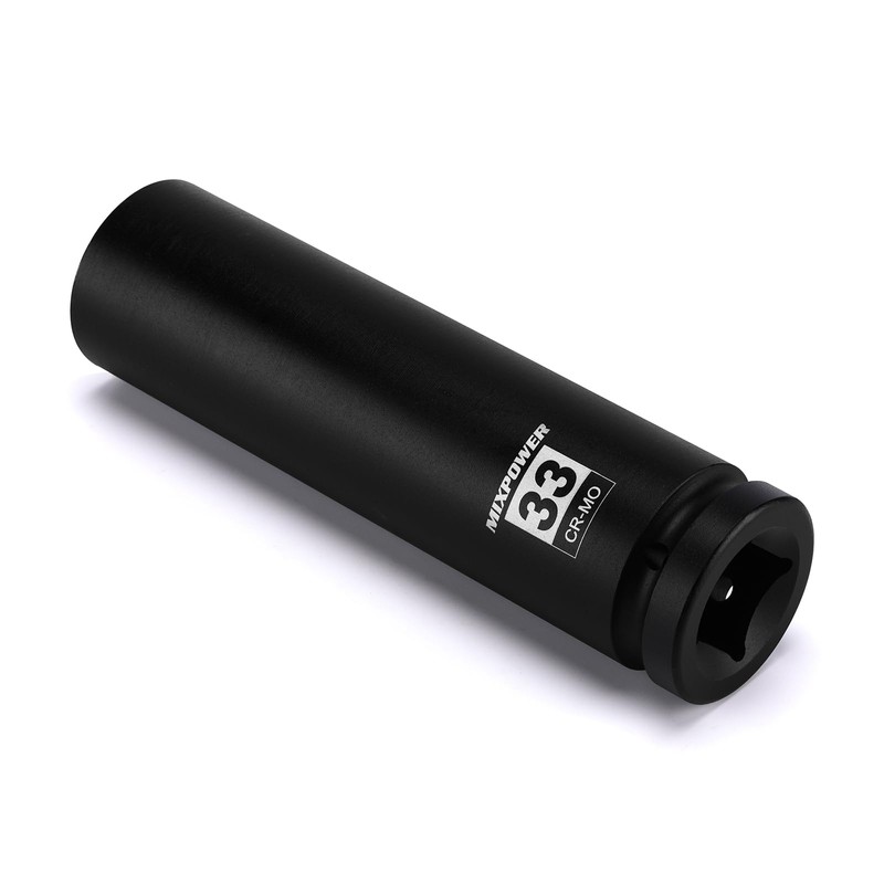 MIXPOWER 1" Drive 33mm Extra Deep Impact Socket,8-Inch Long,6-Point,Metric,Truck Wheel