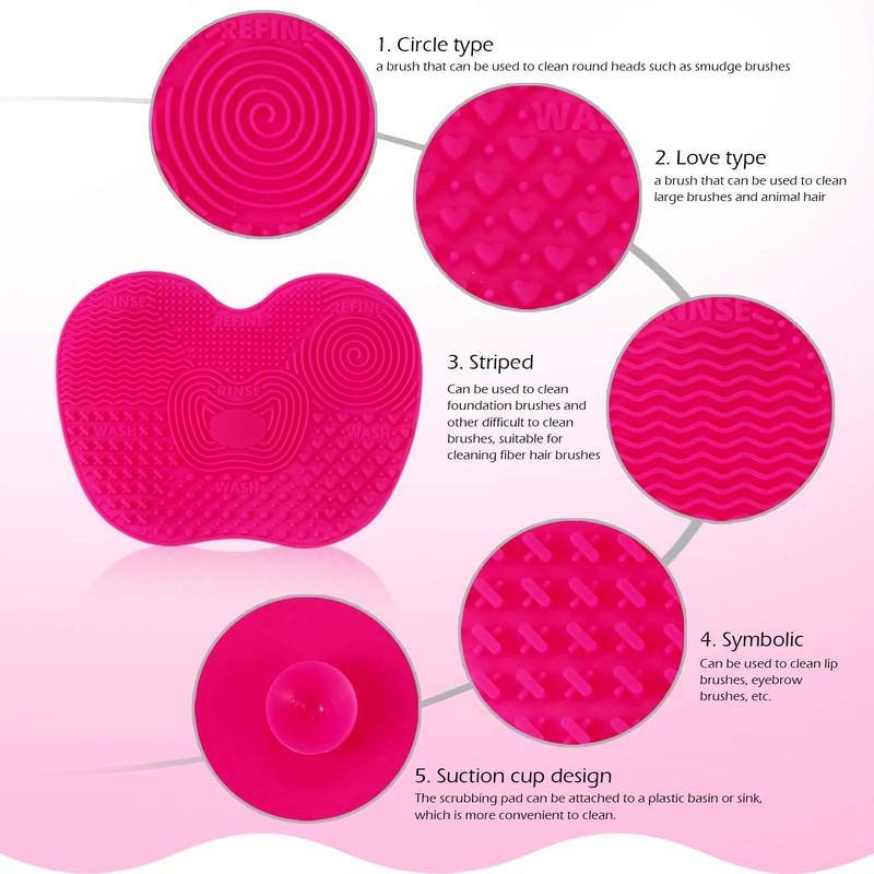 Vtrem Makeup Brush Cleaner Mat 2 Packs Portable Silicone Cosmetic