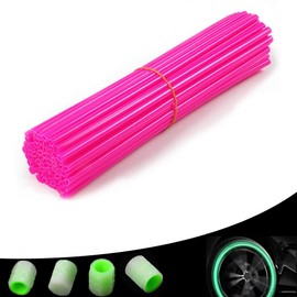 72 PCS Dirt Bike Spoke Skins Spoke Covers 8"-21" Spoke Rims Protector for Pit Bike Motorcycle Bicycle Wheelchair-pink