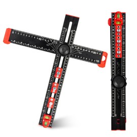 AHYYN 4-in-1 Drilling T Square, Adjustable 14in Multifunctional T Square Ruler, for Cabinet Hardware Jig, Marking Gauge Tools for Woodworking, Cabinet Drawer Door Hole Drilling Template