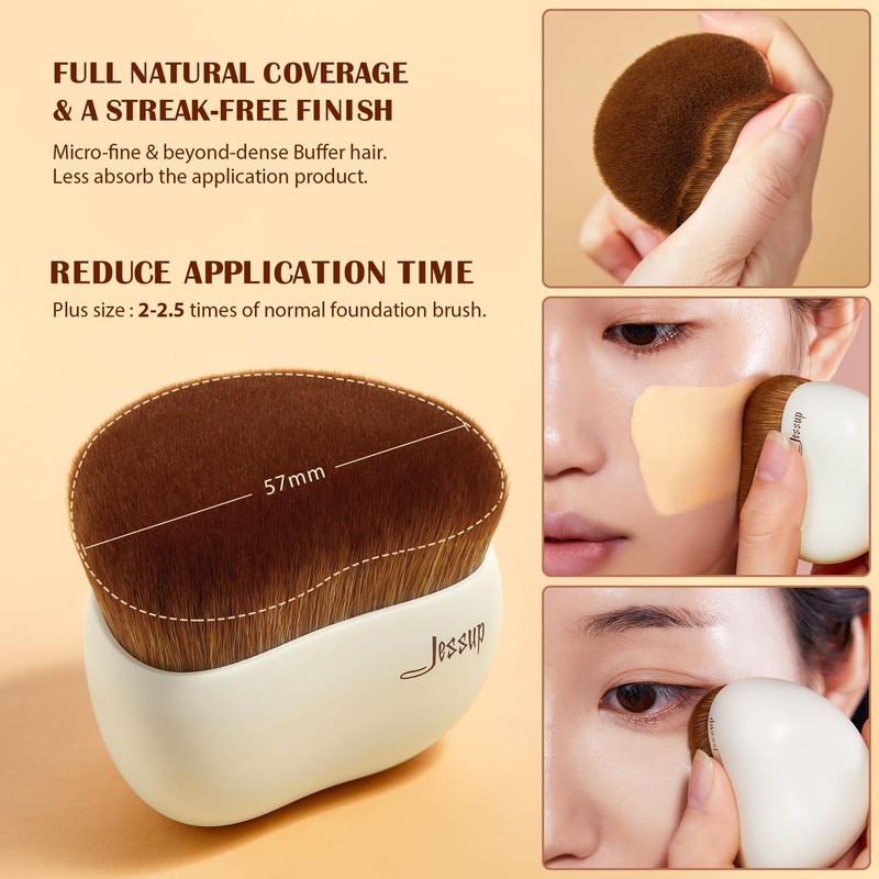 Jessup Makeup Brush Foundation Brush with Makeup Sponge 1pc Kabuki