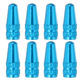 sourcing map 8pcs Bike Valve Caps Anodized Aluminum Road Bicycle Air Tire Valve Caps Dust Caps for MTB Road Racing Bicycle, Light Blue