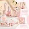 Teenyyou 4 Pcs Pink Bathroom Accessories Set, Bow Toothbrush Holder