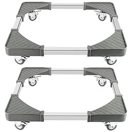 HAKZEON 2 Packs Telescopic Furniture Dolly with 4 Locking Swivel Wheels, Movable Stand Base Adjustable Washer Roller Dolly, Moving Cart for Washing Machine, Refrigerator, Dryer, Load Up 480 LB