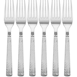 Elegant Hammered Silver Plastic Forks (24ct) - Durable & Stylish - Perfect for Parties, Weddings & Events