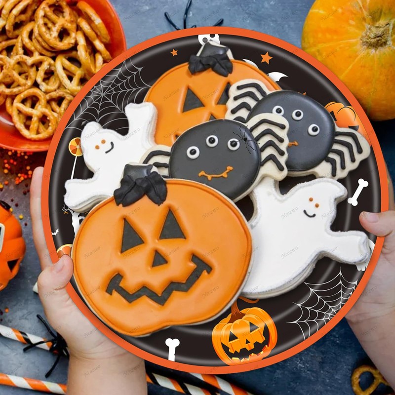 24 Pcs Happy Halloween Party Disposable Paper Plates Cute 9