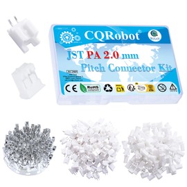 CQRobot JST PA 2.0 mm Pitch 2-Pin Electronic Computer Connector IC Male Plugs, Female Sockets Housing and T-Shaped Crimp Terminal Kit. 100 Sets/400 Pieces Wire-to-Board Adapter Cable Assembly.