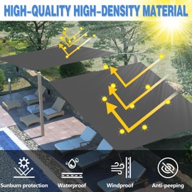 Awning, Waterproof, Rectangular with Eyelets, (Made to Measure) Awning Fabric, UV Protection 95%, Sun Protection Awning Tear-Resistant Weatherproof with Rope, for Balcony, Patio, Garden, Dark Grey, 1
