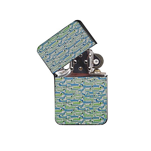 Wiener Dog - Black Lighter Windproof Flip-Top Refillable with tin Gift Box