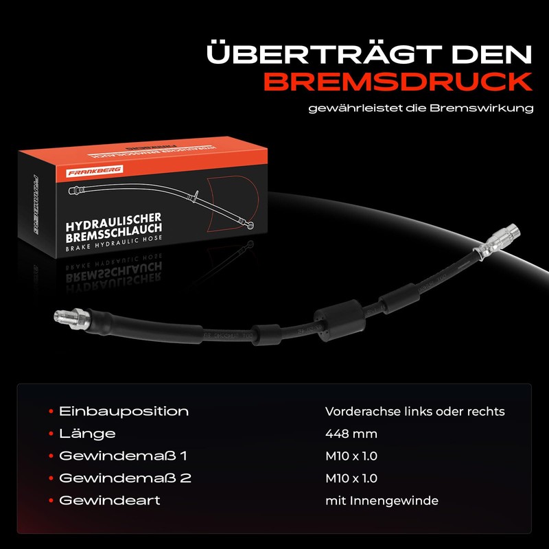 Frankberg Front Brake Hose, Brake Hoses, 410 mm, Compatible with