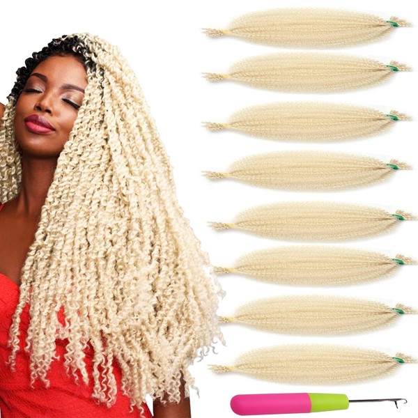 8 Packs 613 Spring Twist Hair 24 Inch Pre Fluffed Pre-Separated Springy Afro Twist Hair Marley Twist Braiding Hair Synthetic Wrapping Hair For Soft Locs Faux Butterfly Braids Passion Twist
