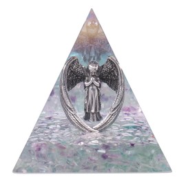 rockcloud Praying Angel Orgone Pyramid with Fluorite Crystal Stones Orgonite Energy Generator for Protection Yoga Meditation